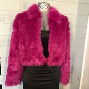 Hot pink faux fur jacket by Xhilaration size S